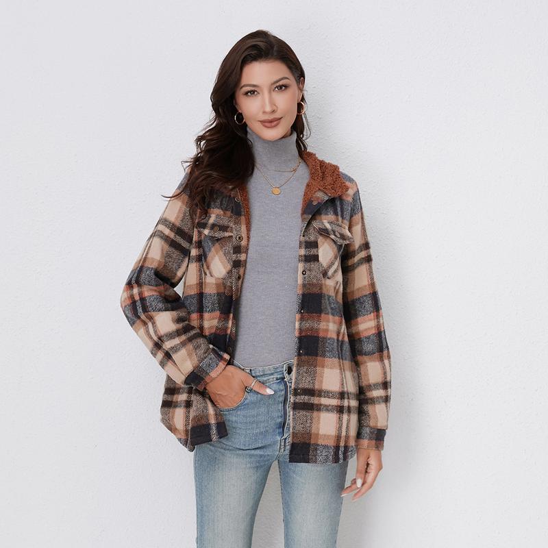 AMELIA | Women’s Plaid Hooded Flannel Jacket for Autumn & Winter