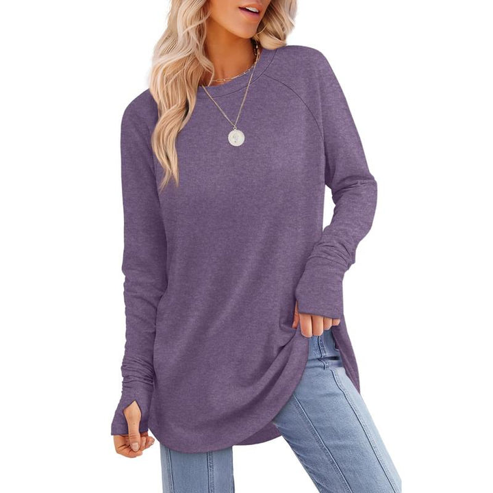 MIRA | Women's Long Sleeve Tunic Top with Thumb Hole and Curved Hem