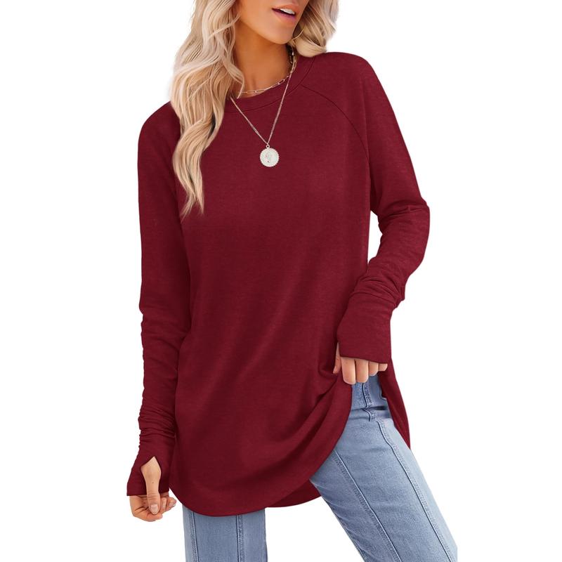 MIRA | Women's Long Sleeve Tunic Top with Thumb Hole and Curved Hem