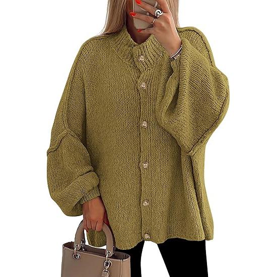 OLIVIA | Women Chunky Knit Button Down Cardigan Jacket