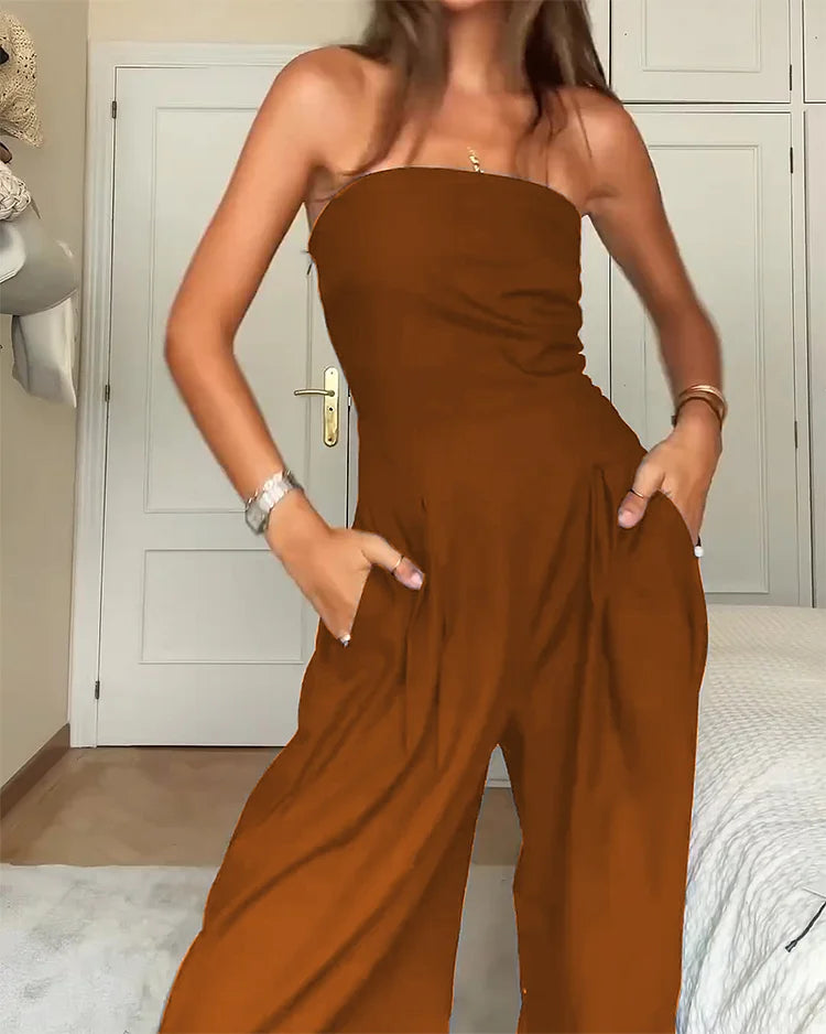 VELORA | Luxe Strapless Jumpsuit