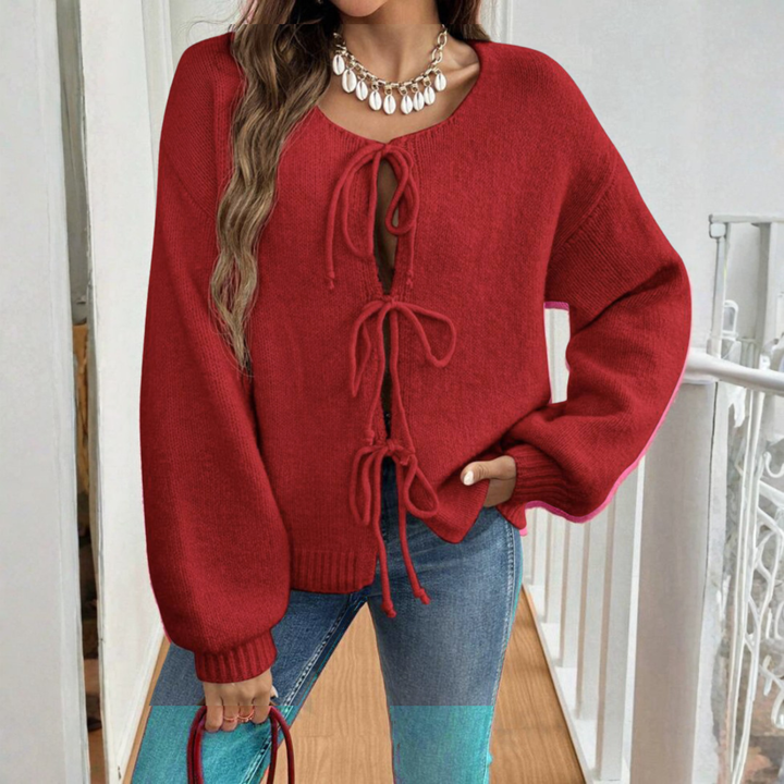 ADRIENNE | Tie-Front Casual Knit Cardigan