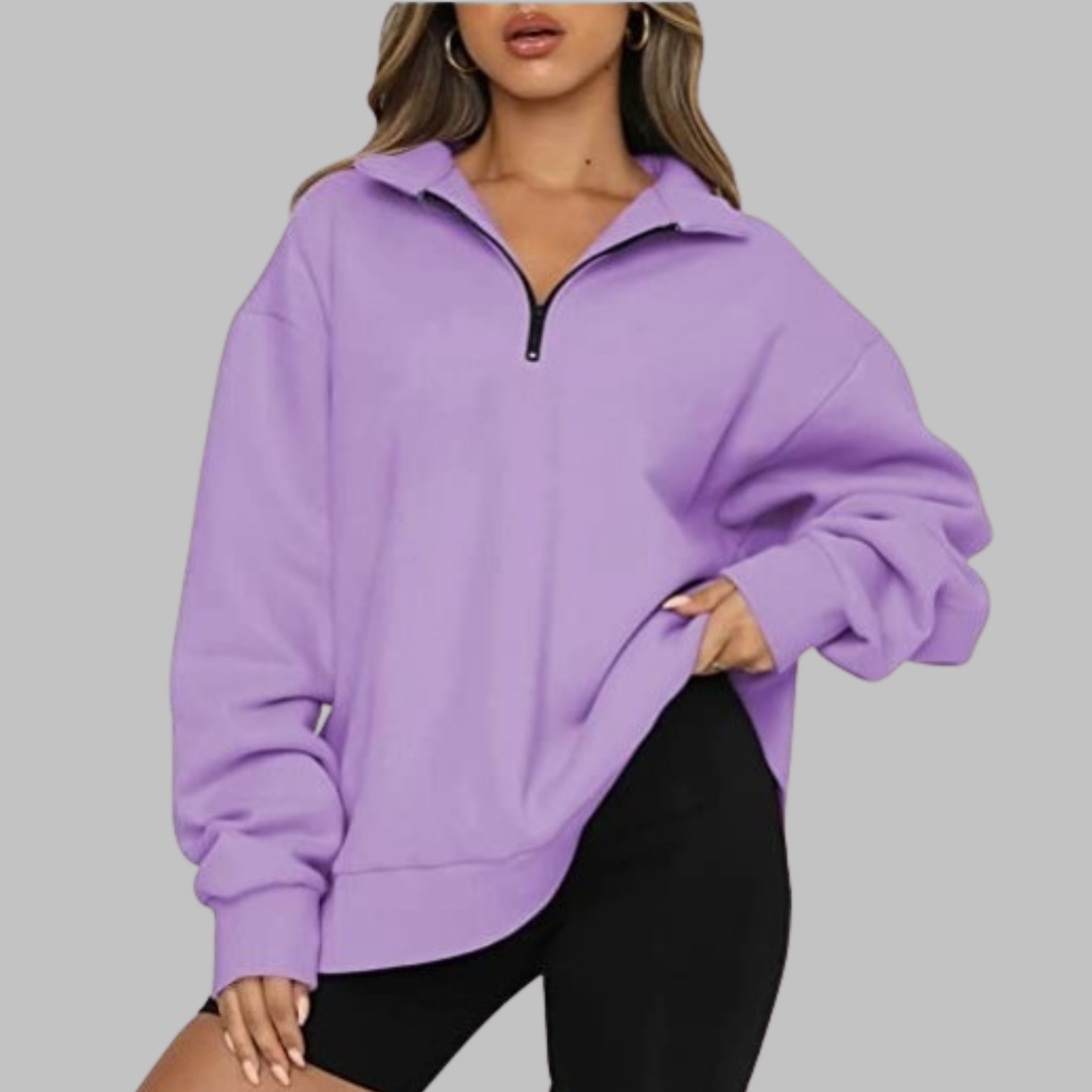 TENLEY | Casual Oversized Half Zip Long Sleeve Sweatshirt
