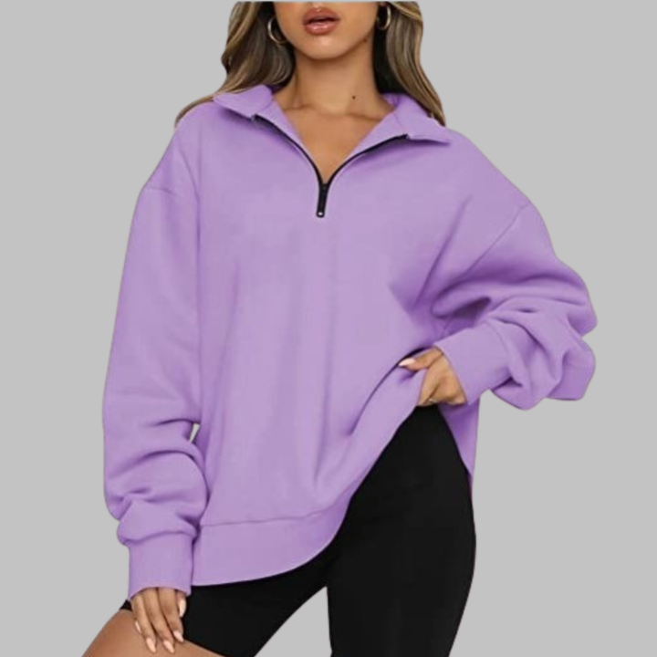 TENLEY | Casual Oversized Half Zip Long Sleeve Sweatshirt