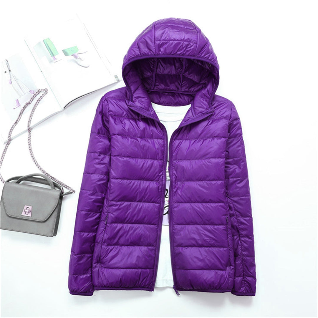 LIYANNA | Comfy Plus Size Lightweight Hooded Long Sleeve Puffer Jacket