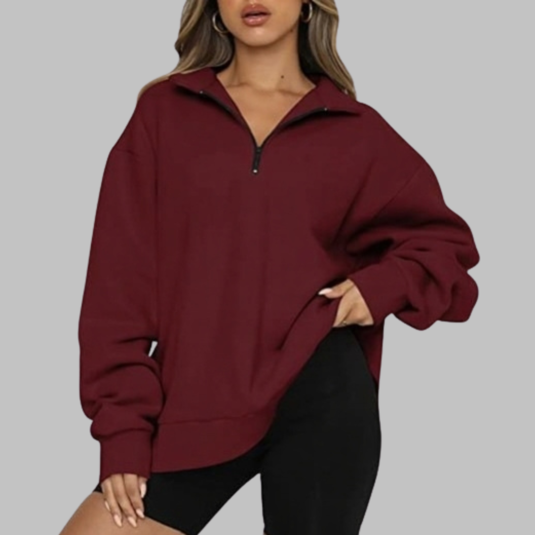 TENLEY | Casual Oversized Half Zip Long Sleeve Sweatshirt
