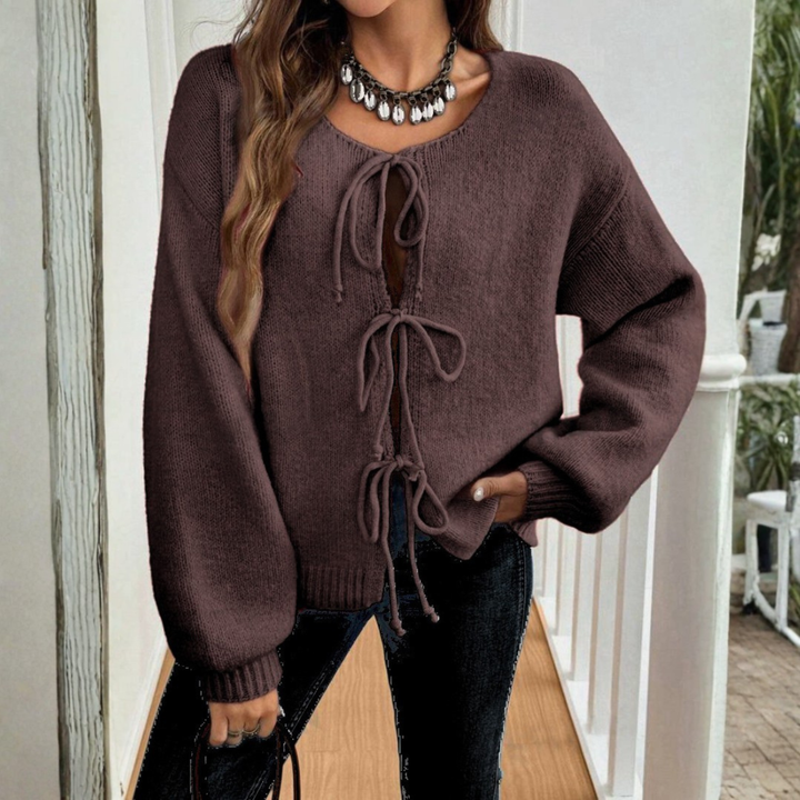 ADRIENNE | Tie-Front Casual Knit Cardigan