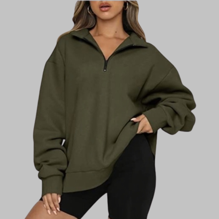 TENLEY | Casual Oversized Half Zip Long Sleeve Sweatshirt