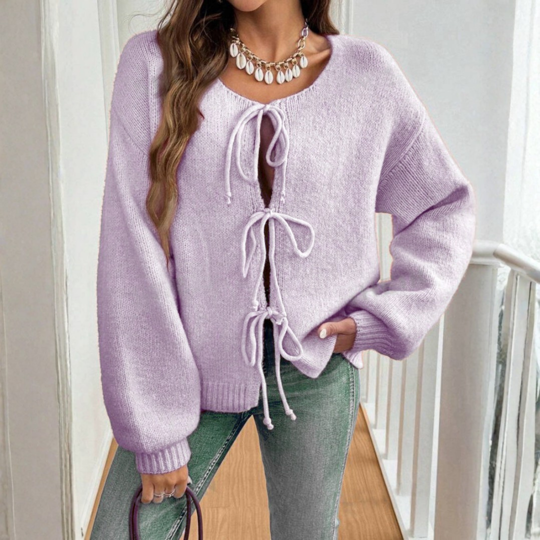 ADRIENNE | Tie-Front Casual Knit Cardigan