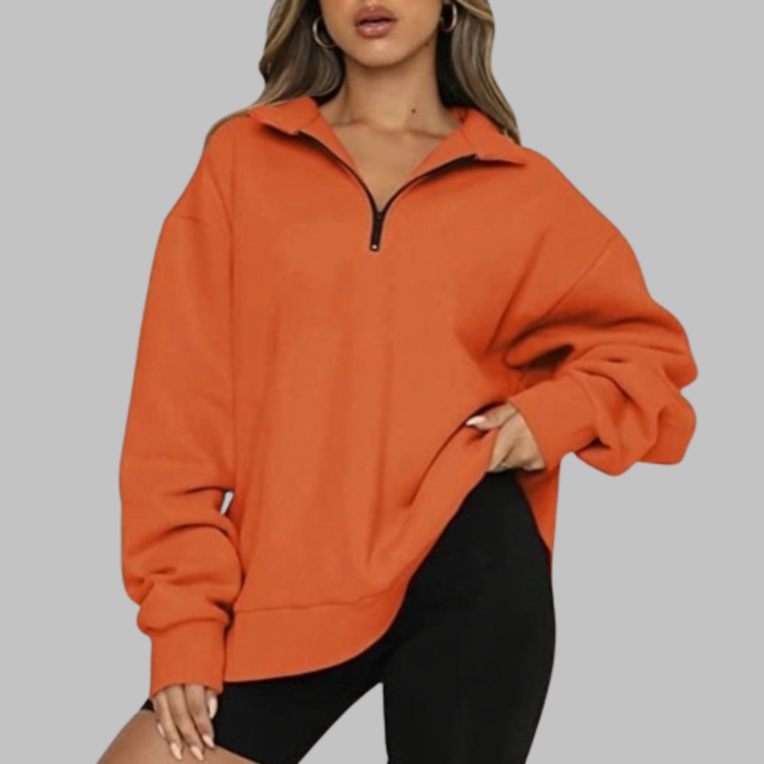 TENLEY | Casual Oversized Half Zip Long Sleeve Sweatshirt