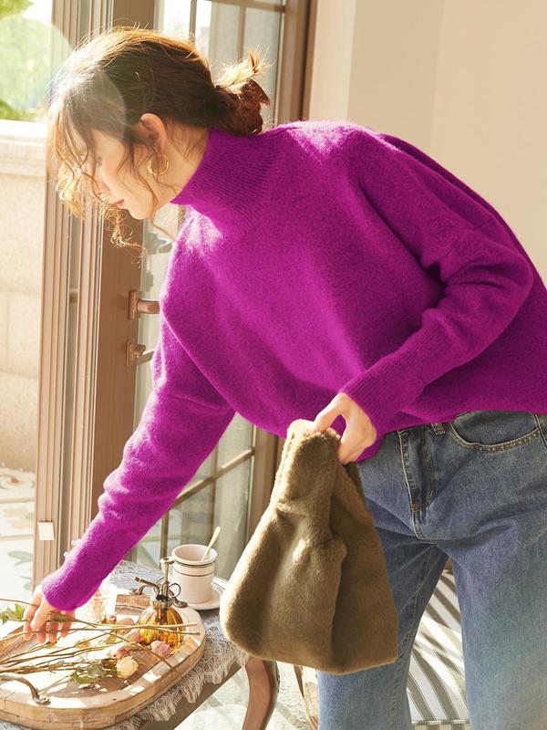 CAMILLE | Women High Neck Loose Knit Pullover Sweater