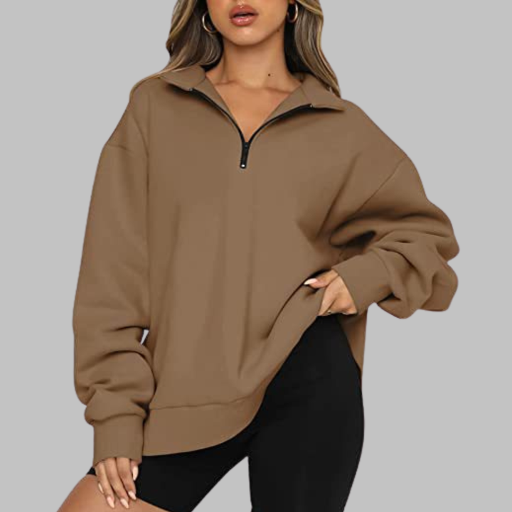 TENLEY | Casual Oversized Half Zip Long Sleeve Sweatshirt