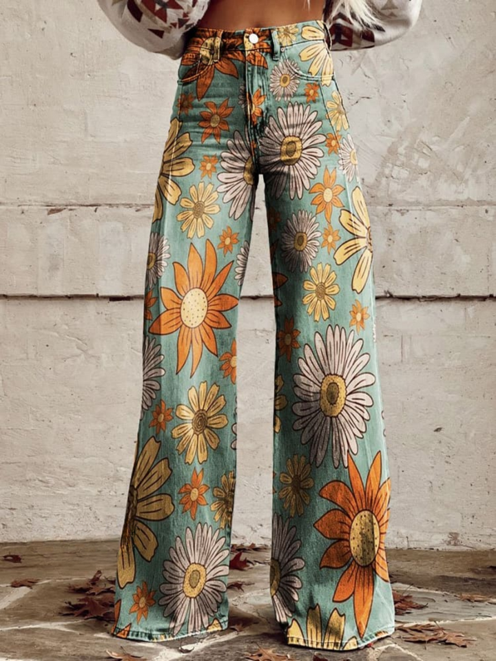 DAISY | Vintage Floral Wide-Leg Pants