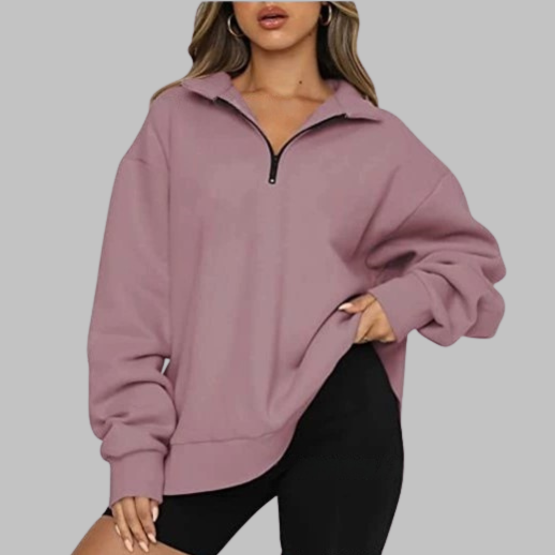 TENLEY | Casual Oversized Half Zip Long Sleeve Sweatshirt