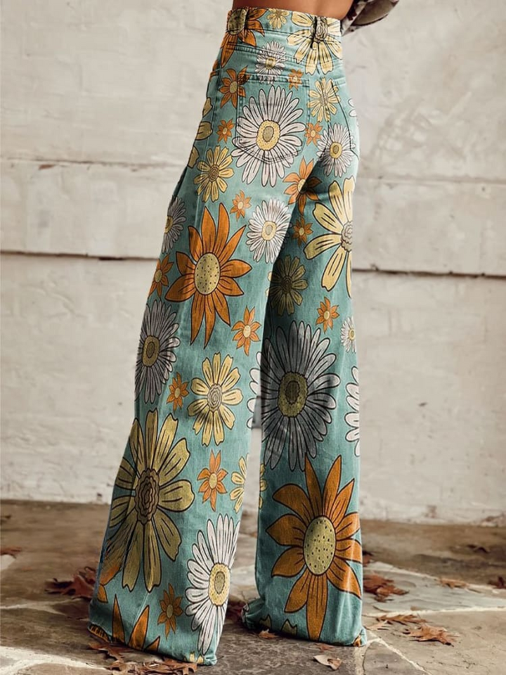 DAISY | Vintage Floral Wide-Leg Pants