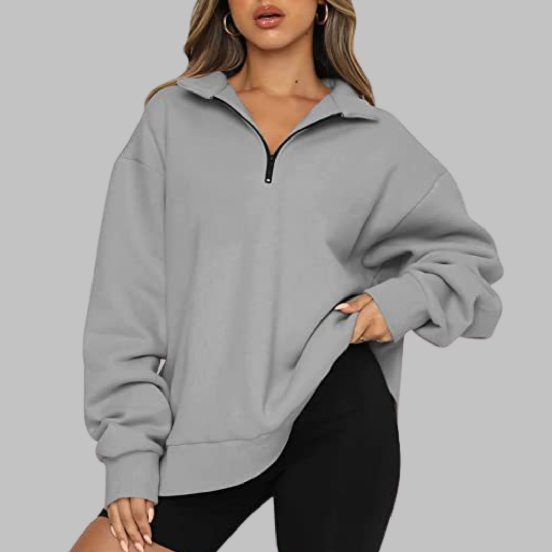 TENLEY | Casual Oversized Half Zip Long Sleeve Sweatshirt