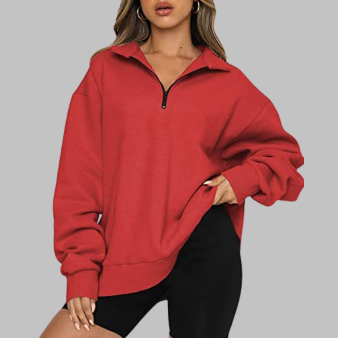 TENLEY | Casual Oversized Half Zip Long Sleeve Sweatshirt