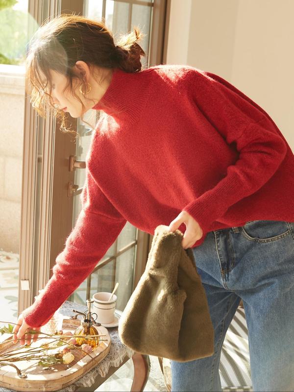 CAMILLE | Women High Neck Loose Knit Pullover Sweater