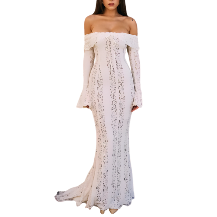 JODY | Elegant Off-Shoulder Lace Contrast Dress