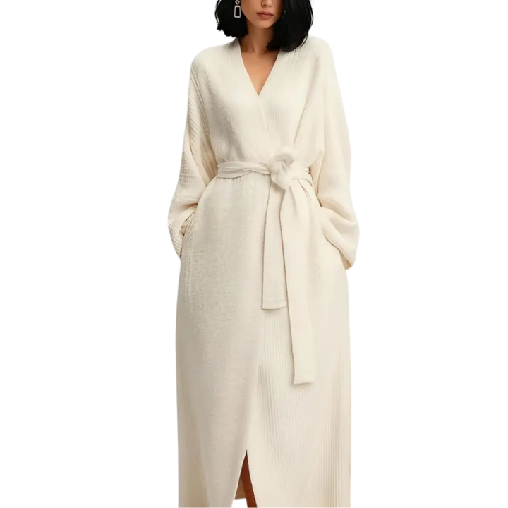 THALIA | Comfy Warm Long Ribbed Knit Robe