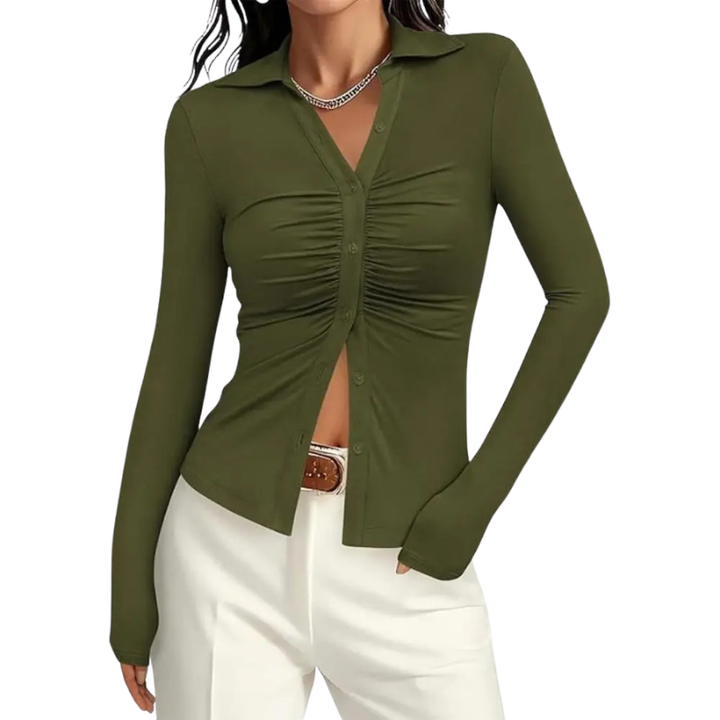 ALIANA | Sophisticated Pleated Long Sleeve Top