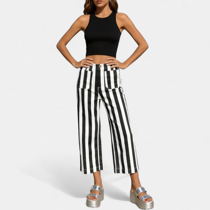 ZINNIA™ – 3D Striped Print Casual Jeans