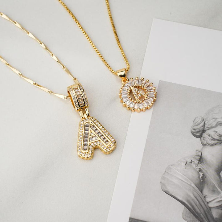 AISHA | Elegant 2-Pack Initial Letter Pendant Necklaces