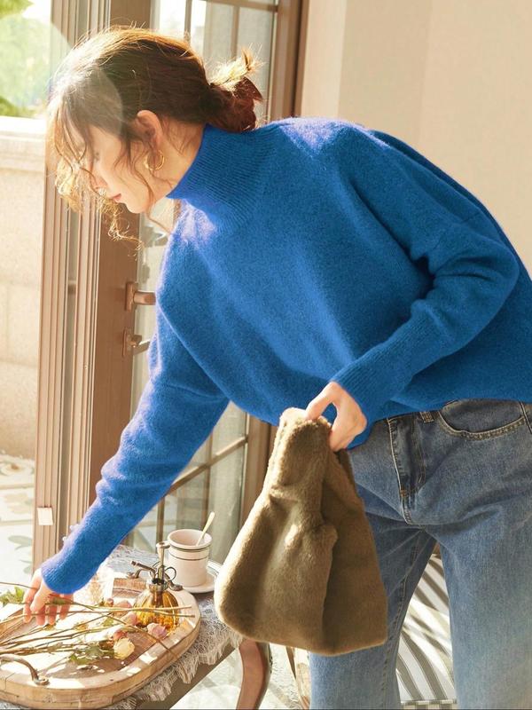CAMILLE | Women High Neck Loose Knit Pullover Sweater