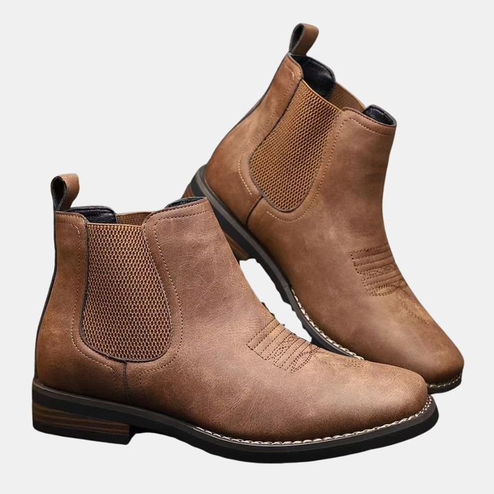 Chelsea boots femme à petit talon, surpiqûres style western