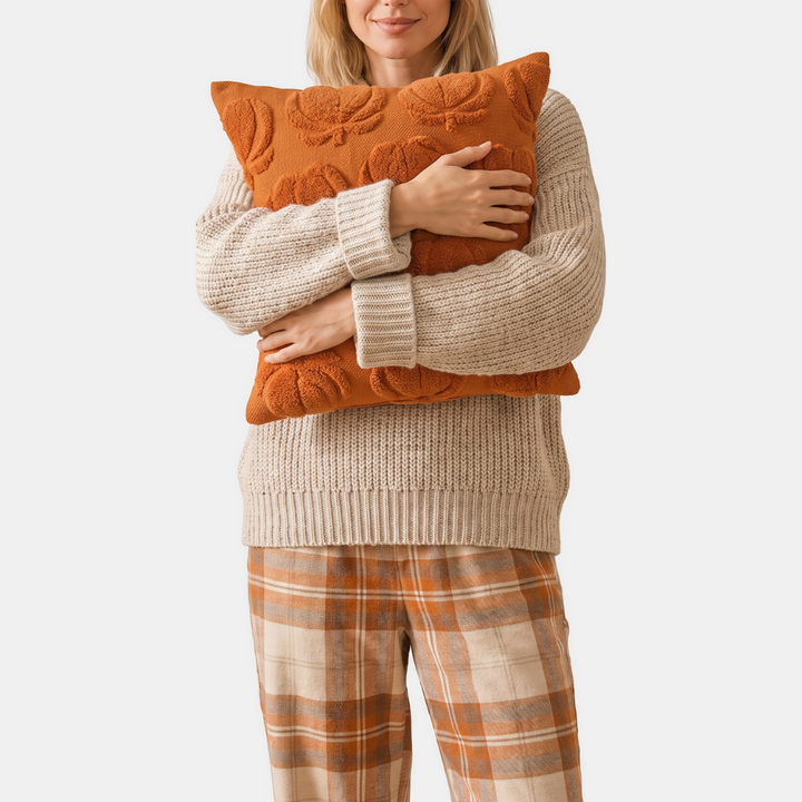 Housse de coussin Halloween et automne, motifs touffetés en relief
