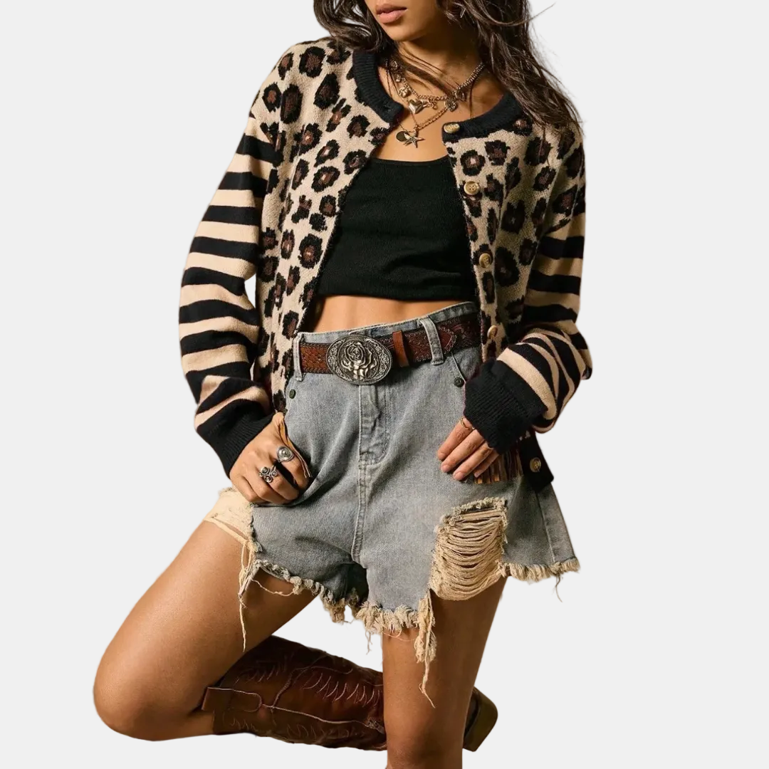 Women's Button Front Drop Shoulder Cropped Cardigan Sweater