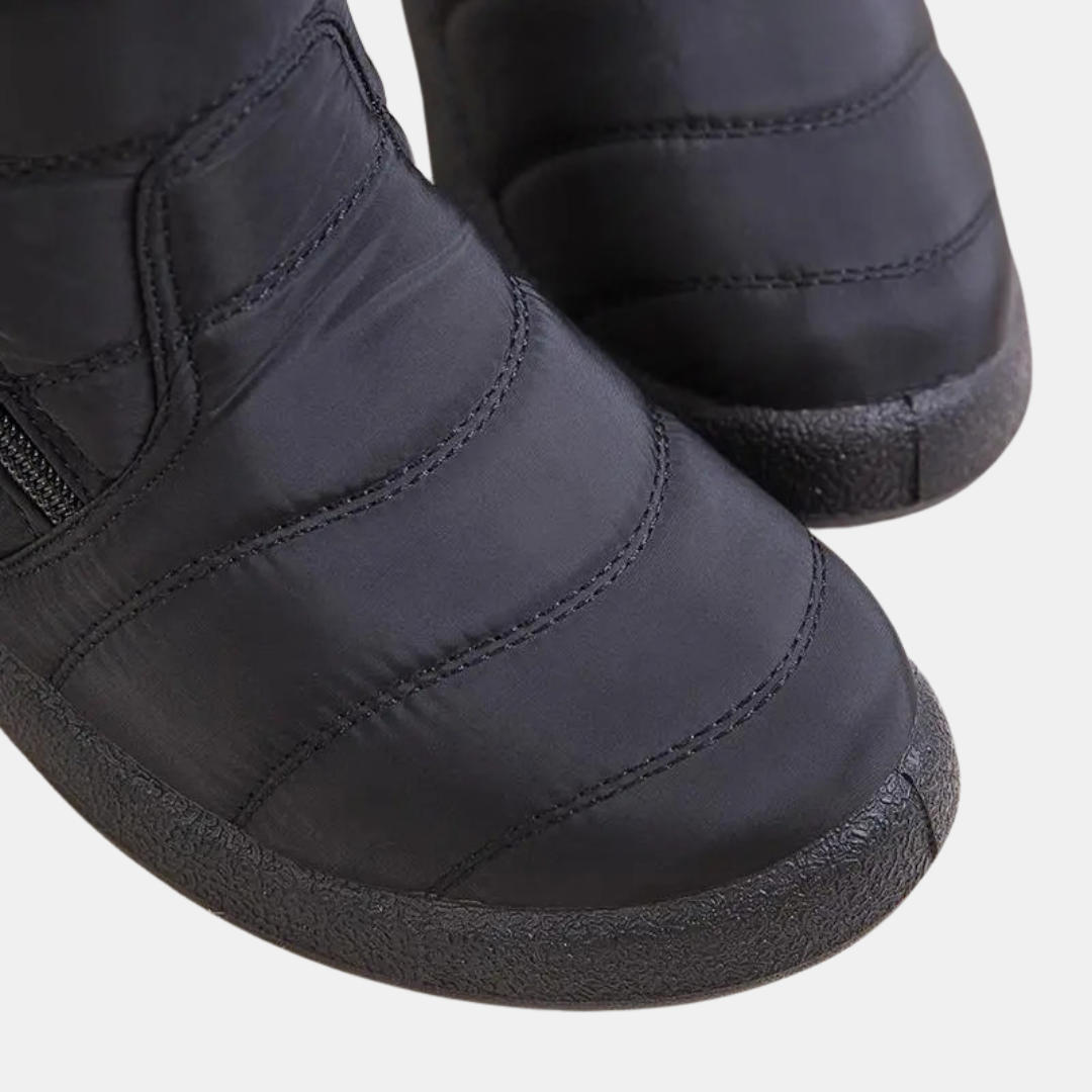 Bottines après-ski femme matelassées, col en fausse fourrure
