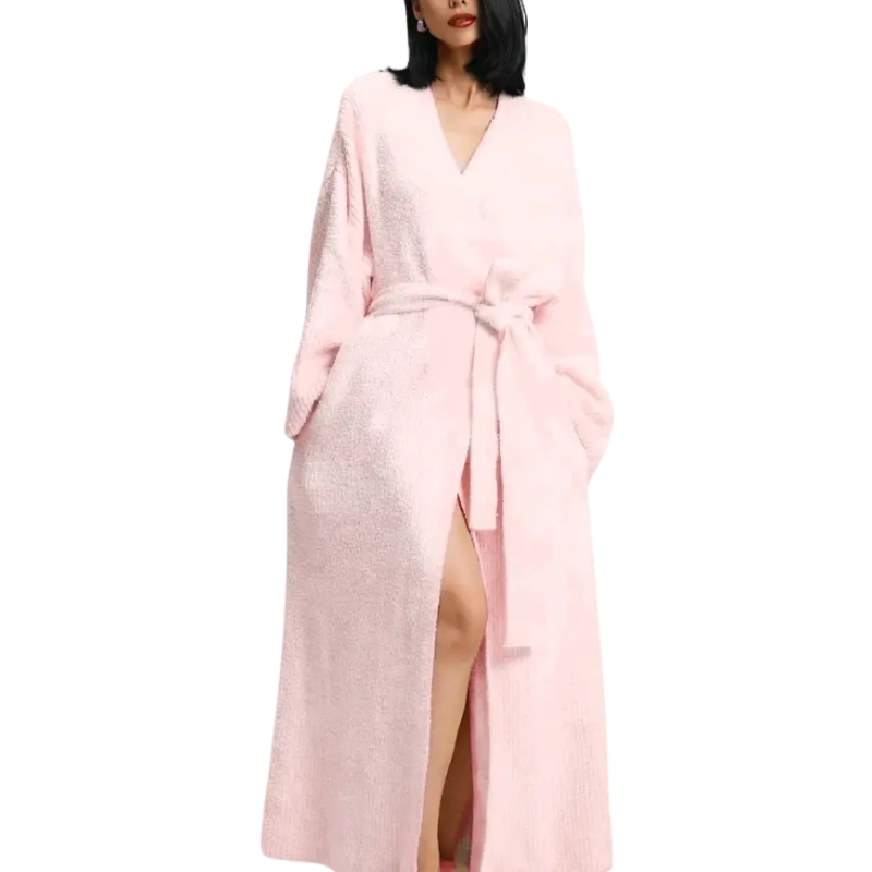 THALIA | Comfy Warm Long Ribbed Knit Robe