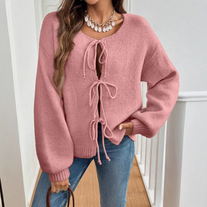 ADRIENNE | Tie-Front Casual Knit Cardigan