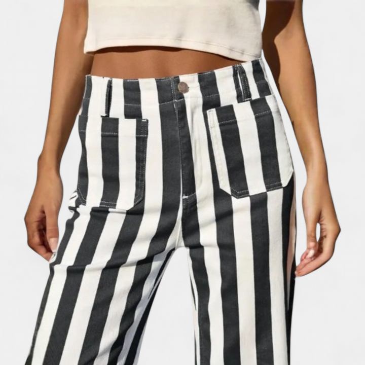 ZINNIA™ – 3D Striped Print Casual Jeans