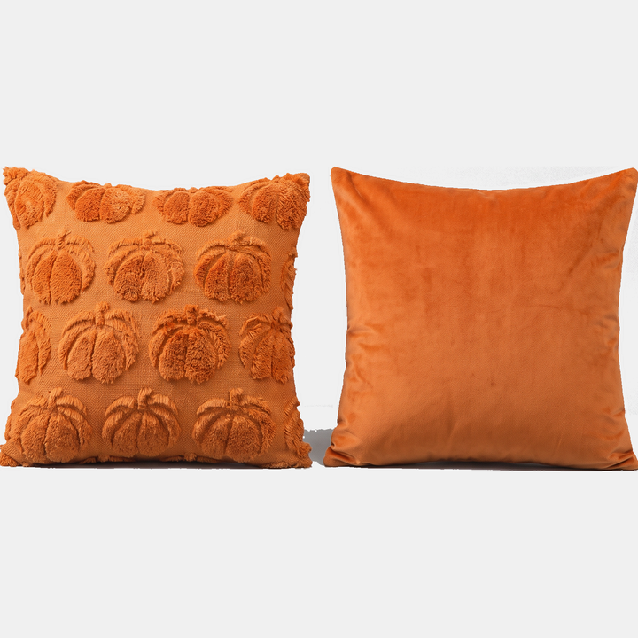 Housse de coussin Halloween et automne, motifs touffetés en relief