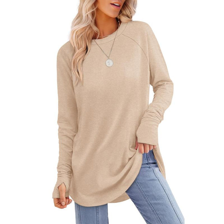 MIRA | Women's Long Sleeve Tunic Top with Thumb Hole and Curved Hem