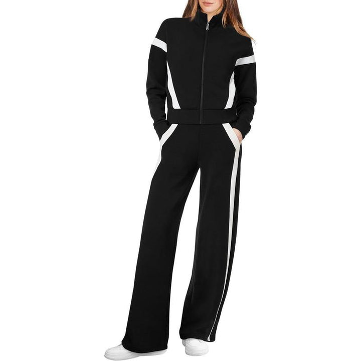 ARIANA | Women’s Sporty Zip Up Sweatsuit & Wide Leg Pants Set