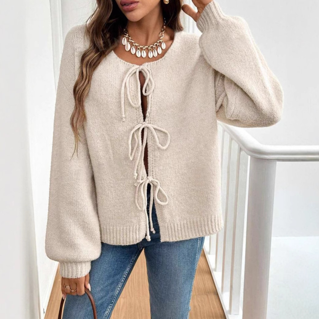 ADRIENNE | Tie-Front Casual Knit Cardigan