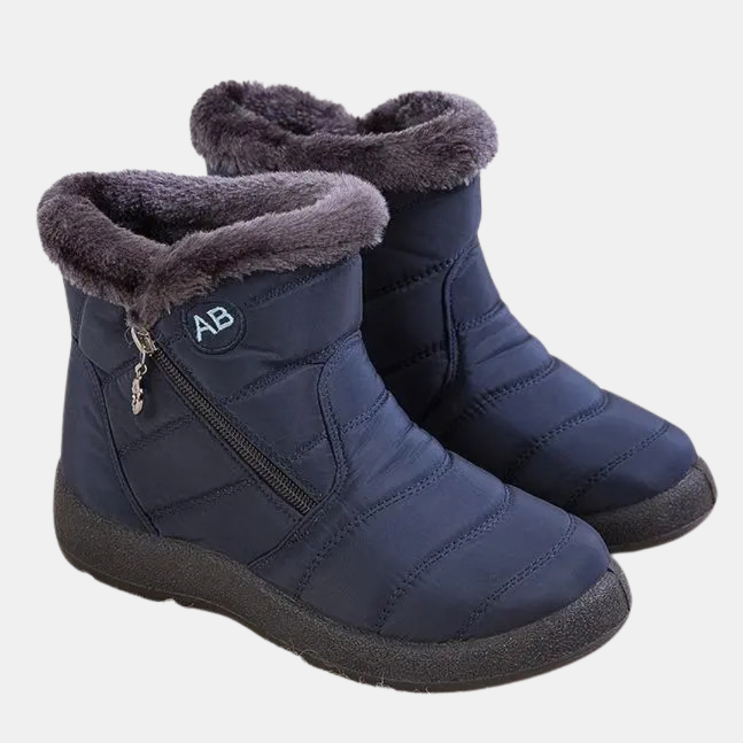 Bottines après-ski femme matelassées, col en fausse fourrure
