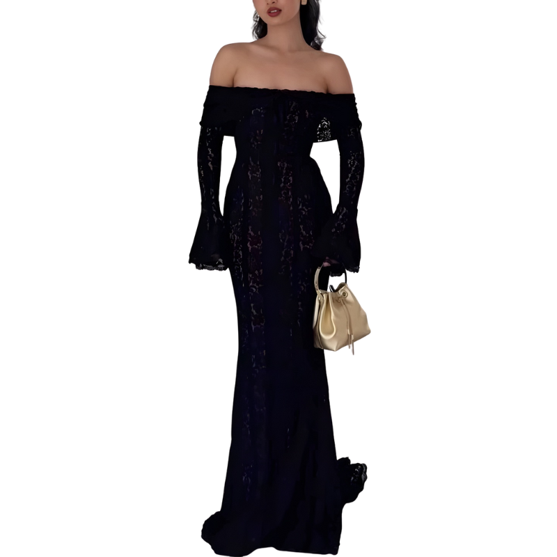 JODY | Elegant Off-Shoulder Lace Contrast Dress