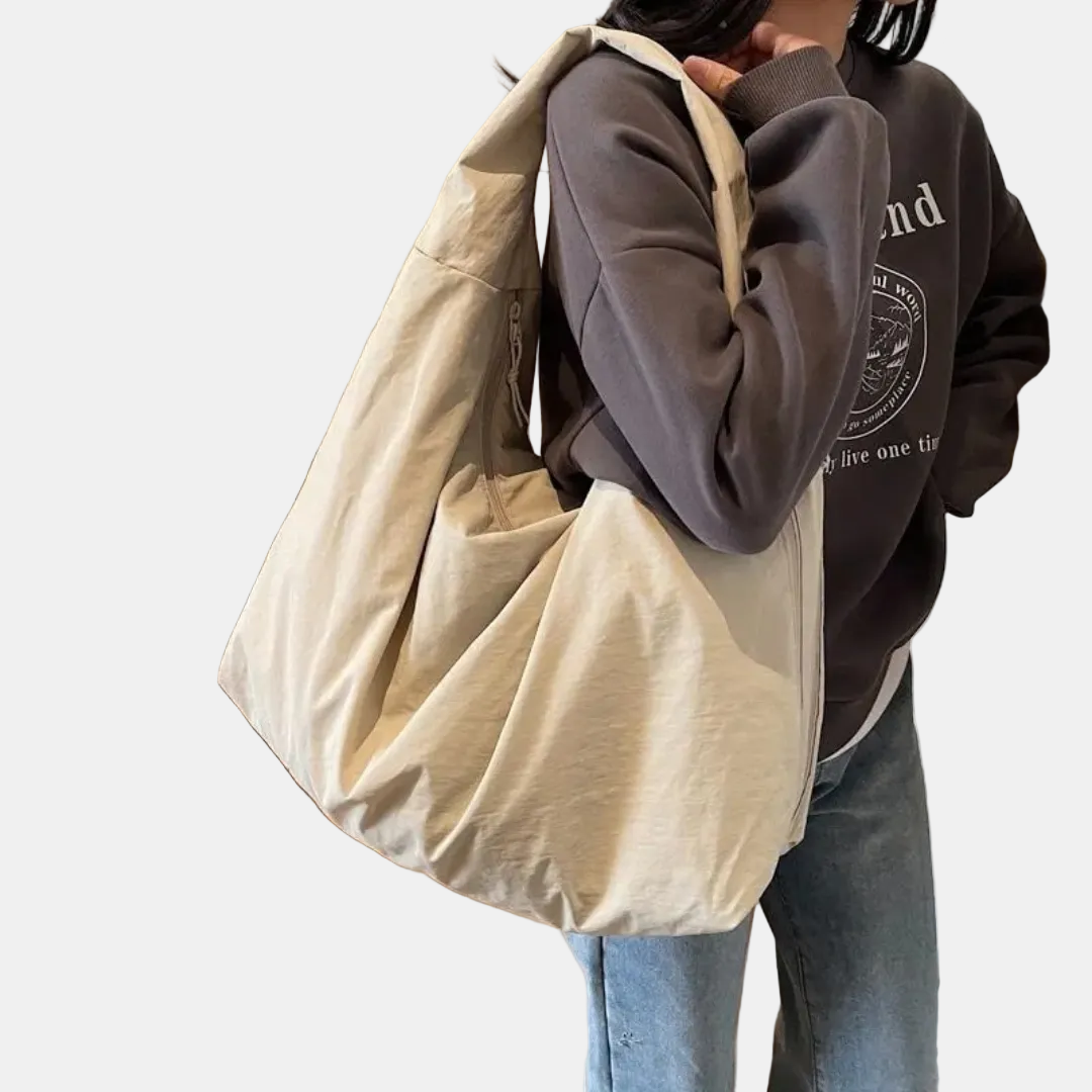 Women's Slouchy Hobo Shoulder Bag with Side Zip Pockets