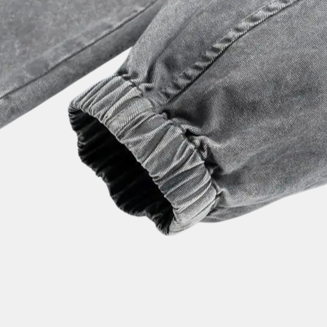 Veste femme mi-saison oversize en jean à capuche, demi-zip et cordons