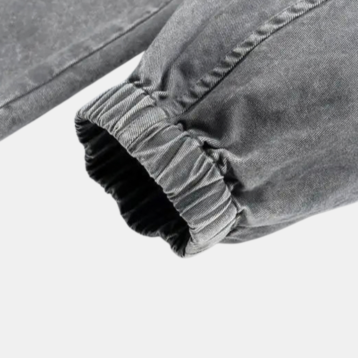 Veste femme mi-saison oversize en jean à capuche, demi-zip et cordons