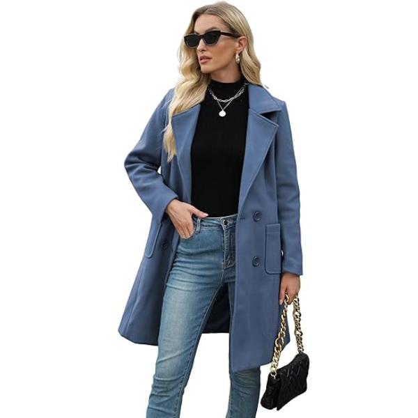 LUCIA | Women’s Camel Wool Blend Double-Breasted Mid-Long Coat
