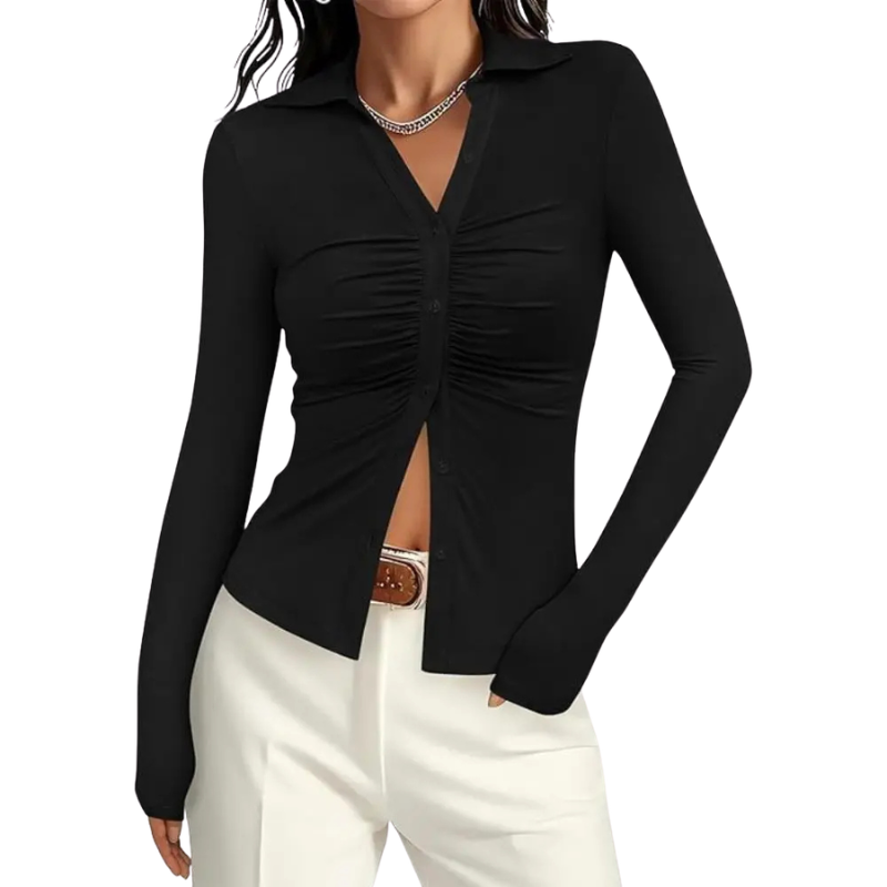 ALIANA | Sophisticated Pleated Long Sleeve Top