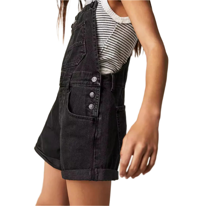 REMITA | Vintage Adjustable Denim Overall Shorts