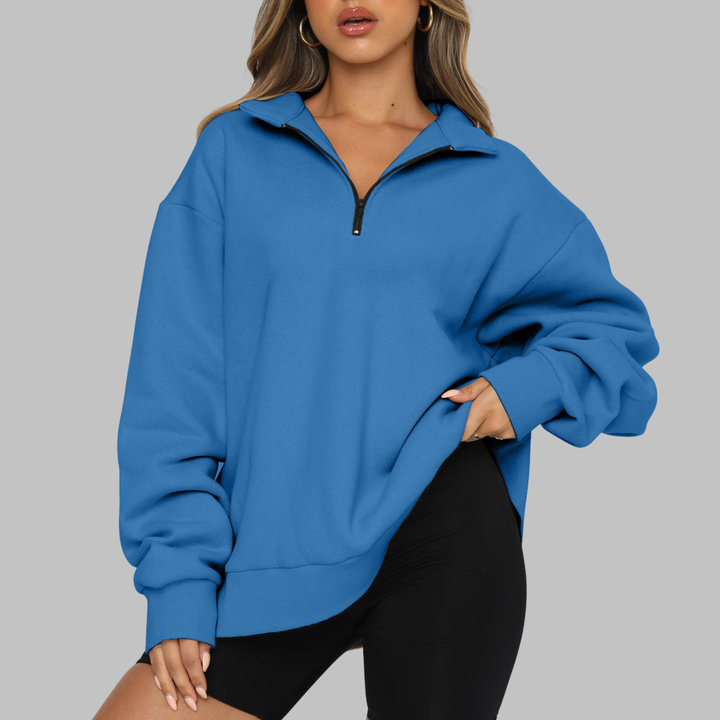 TENLEY | Casual Oversized Half Zip Long Sleeve Sweatshirt