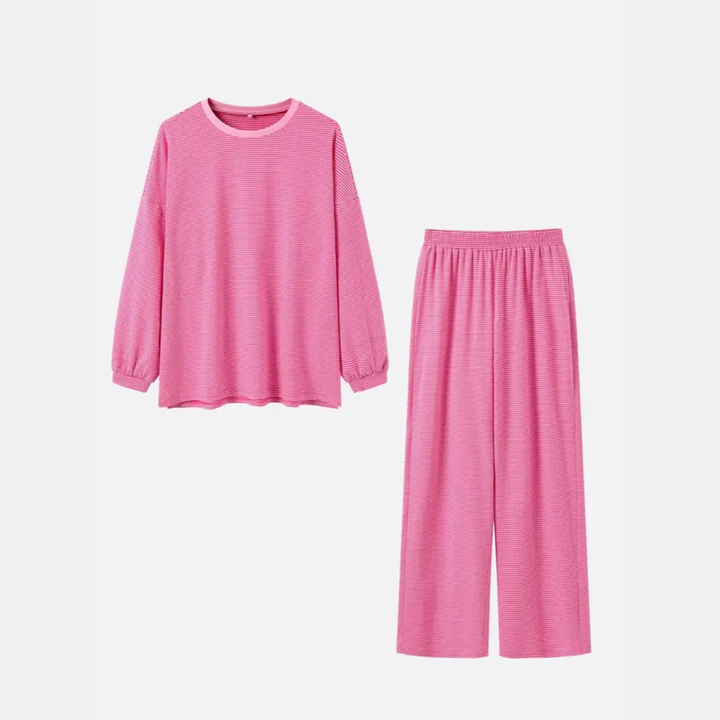 Women's Pajama Sets Oversized Long Sleeve Wide Leg Lounge Set