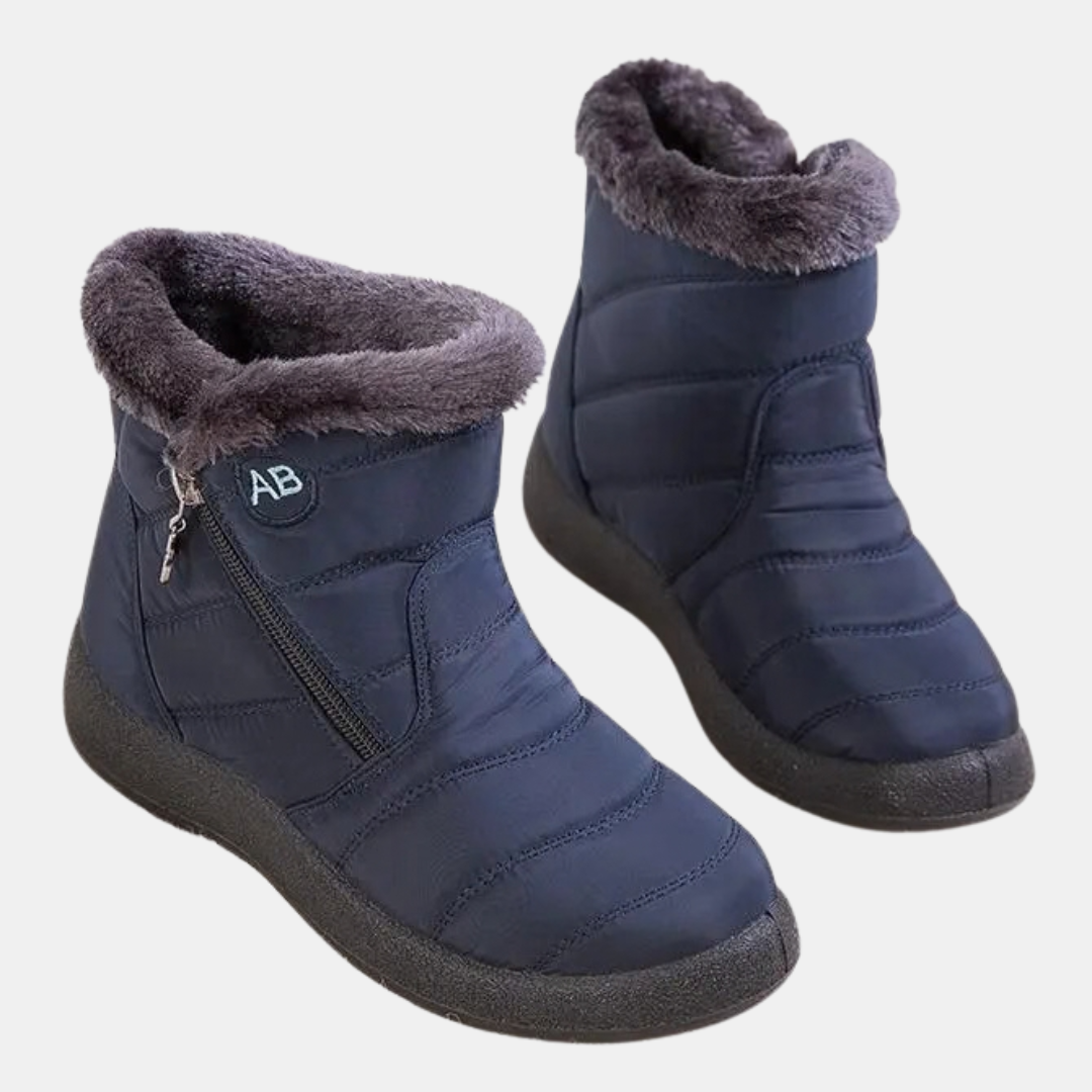 Bottines après-ski femme matelassées, col en fausse fourrure